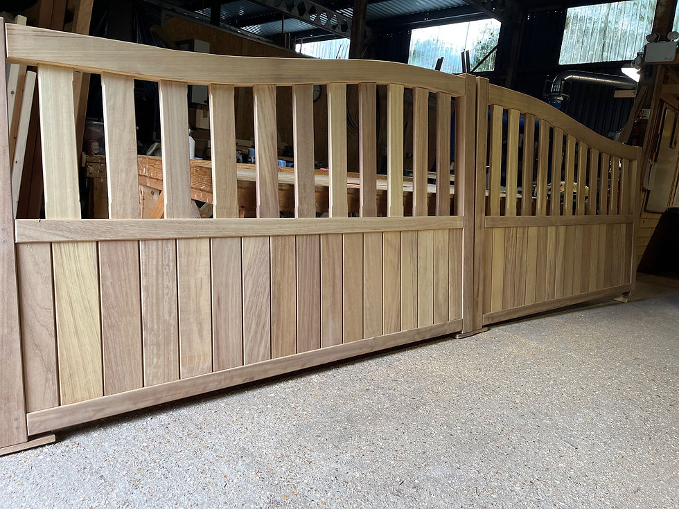 Thumbnail: Swan Neck Hardwood Driveway Gates Front View