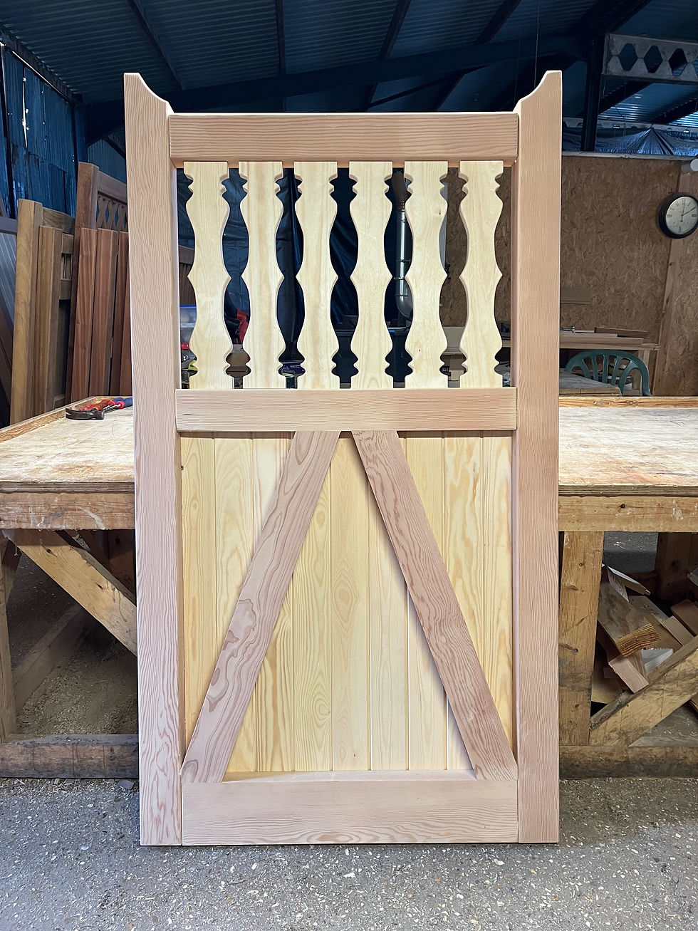 Thumbnail: Fancy Wooden Gate Design For Garden Area Back View