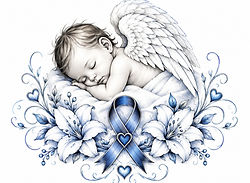 Sleeping Angel with Blue Awareness Ribbo