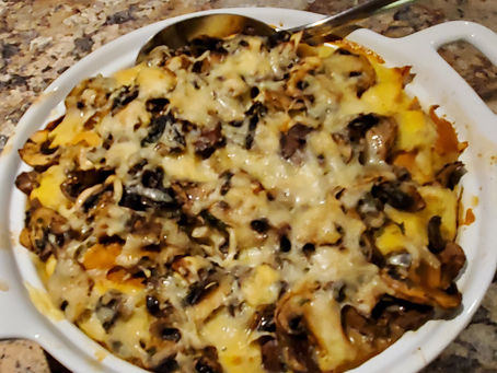 Double Mushroom Bread Pudding