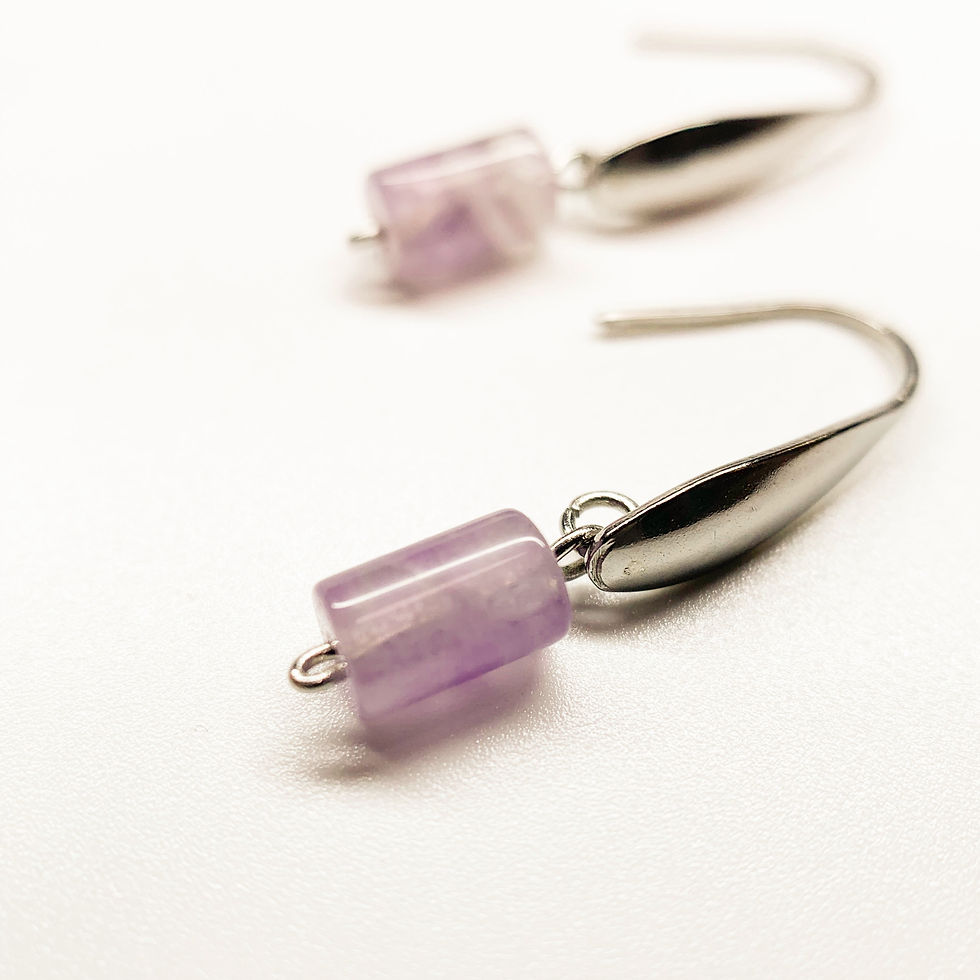 Thumbnail: Mini Amethyst Cylinder Earrings