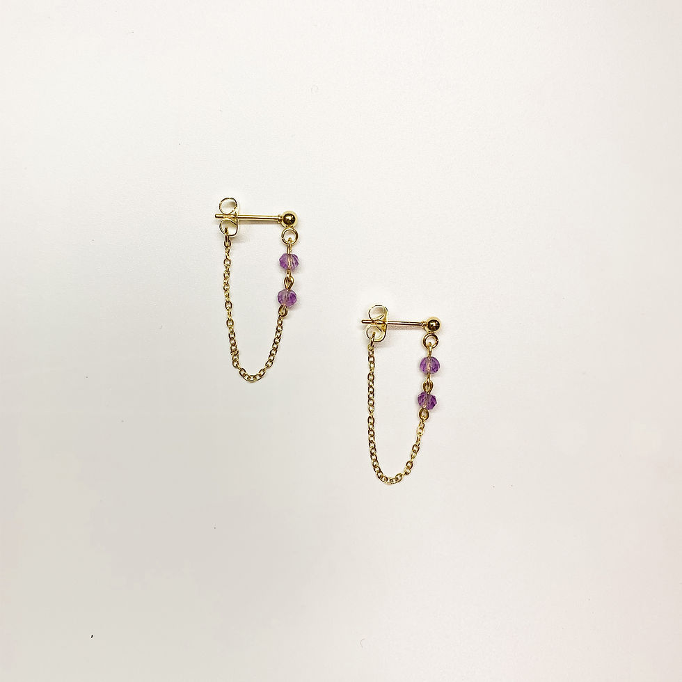 縮圖：Faceted Amethyst Front-to-Back Chain Earrings