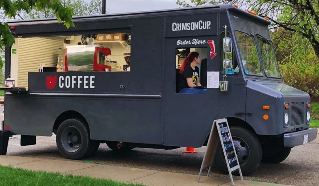 Picture of a gray coffee truck