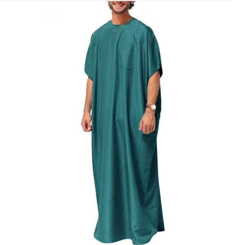 Thumbnail: New 2025 Middle East Arab Dubai Gown Muslim Men's Shirt Malaysian Long Robe Cott