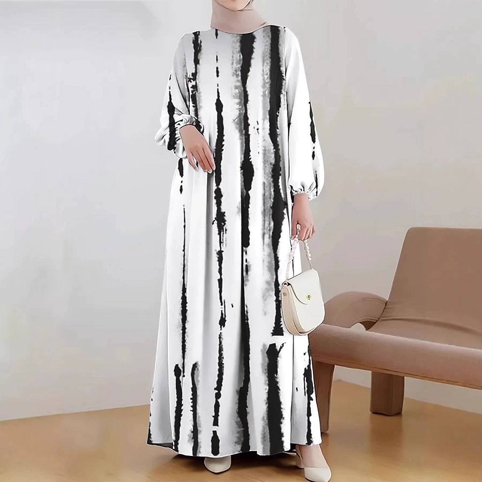 Thumbnail: Muslim Cotton Abayas For Women Dashiki Loose Dress Batwing Sleeve Femme Robe