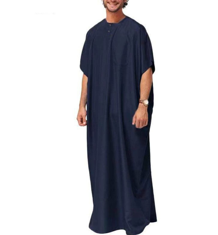Thumbnail: New 2025 Middle East Arab Dubai Gown Muslim Men's Shirt Malaysian Long Robe Cott