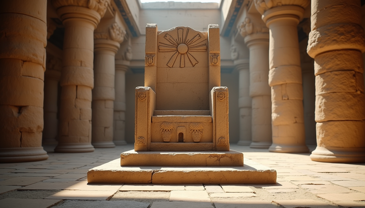 Eye-level view of an ancient stone throne symbolizing King Solomon's rule