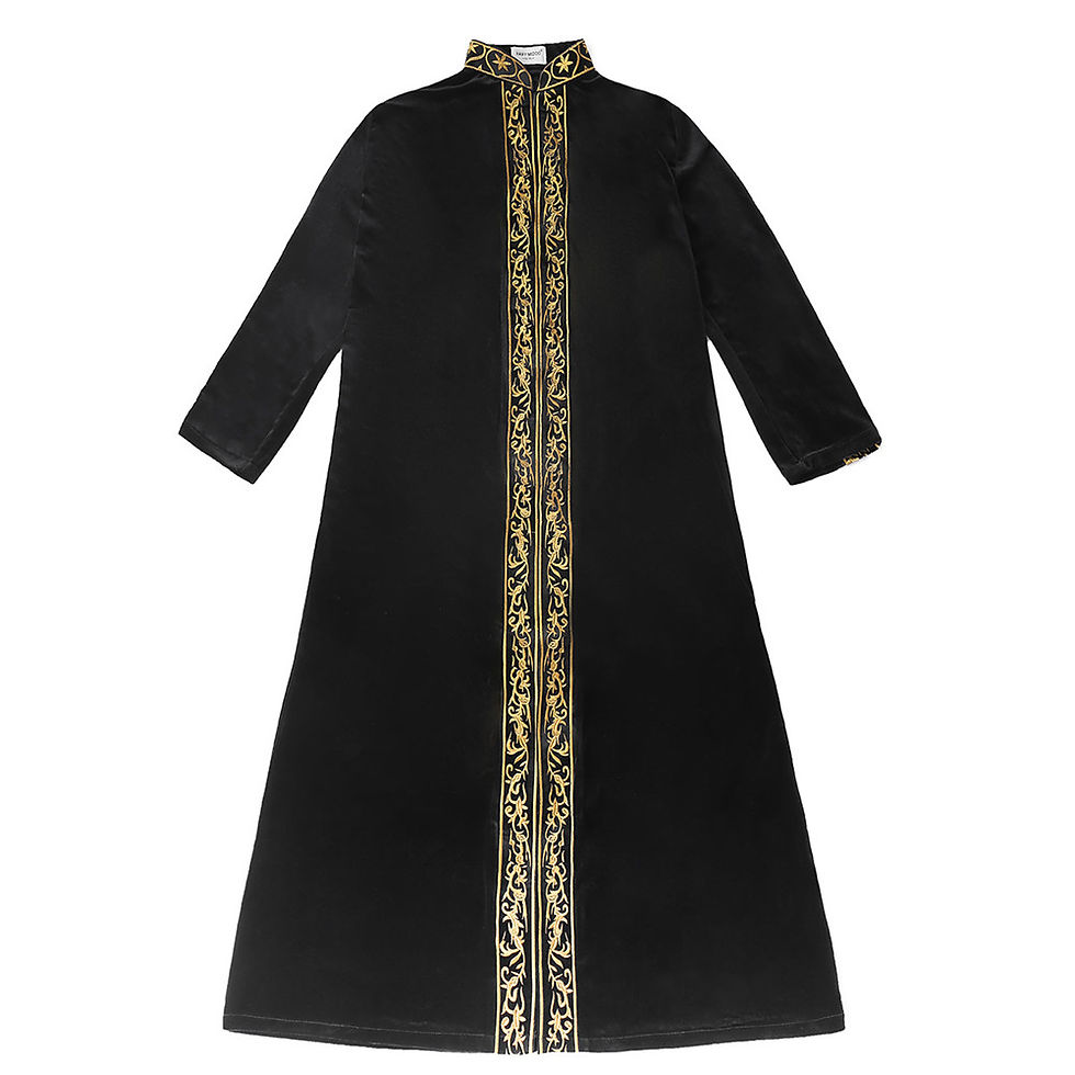 Thumbnail: Men Islamic Arabic Kaftan Muslim Clothing Long Sleeve Velvet Embroidery Abaya Ro