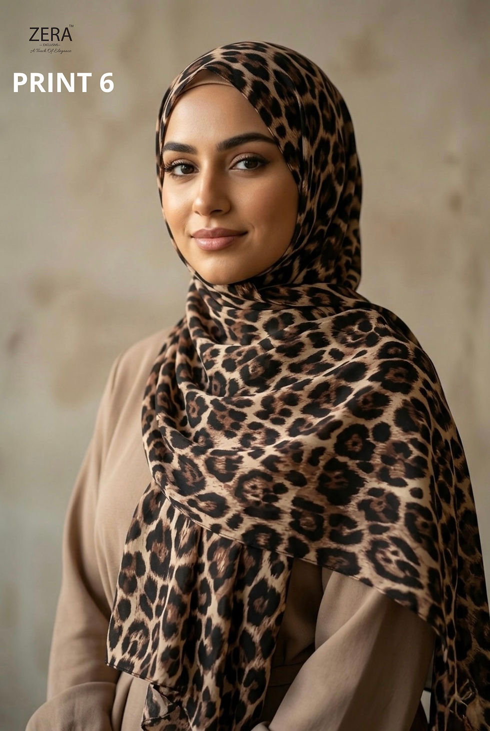 Thumbnail: 1005 - BLACK TURKISH GOWN WITH ANIMAL PRINT HIJAB 