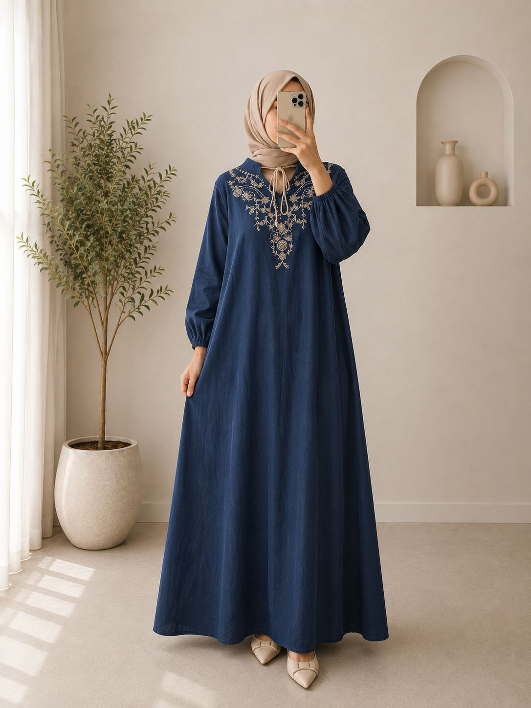 12221 - LENGTHY PLUS SIZE DENIM GOWN