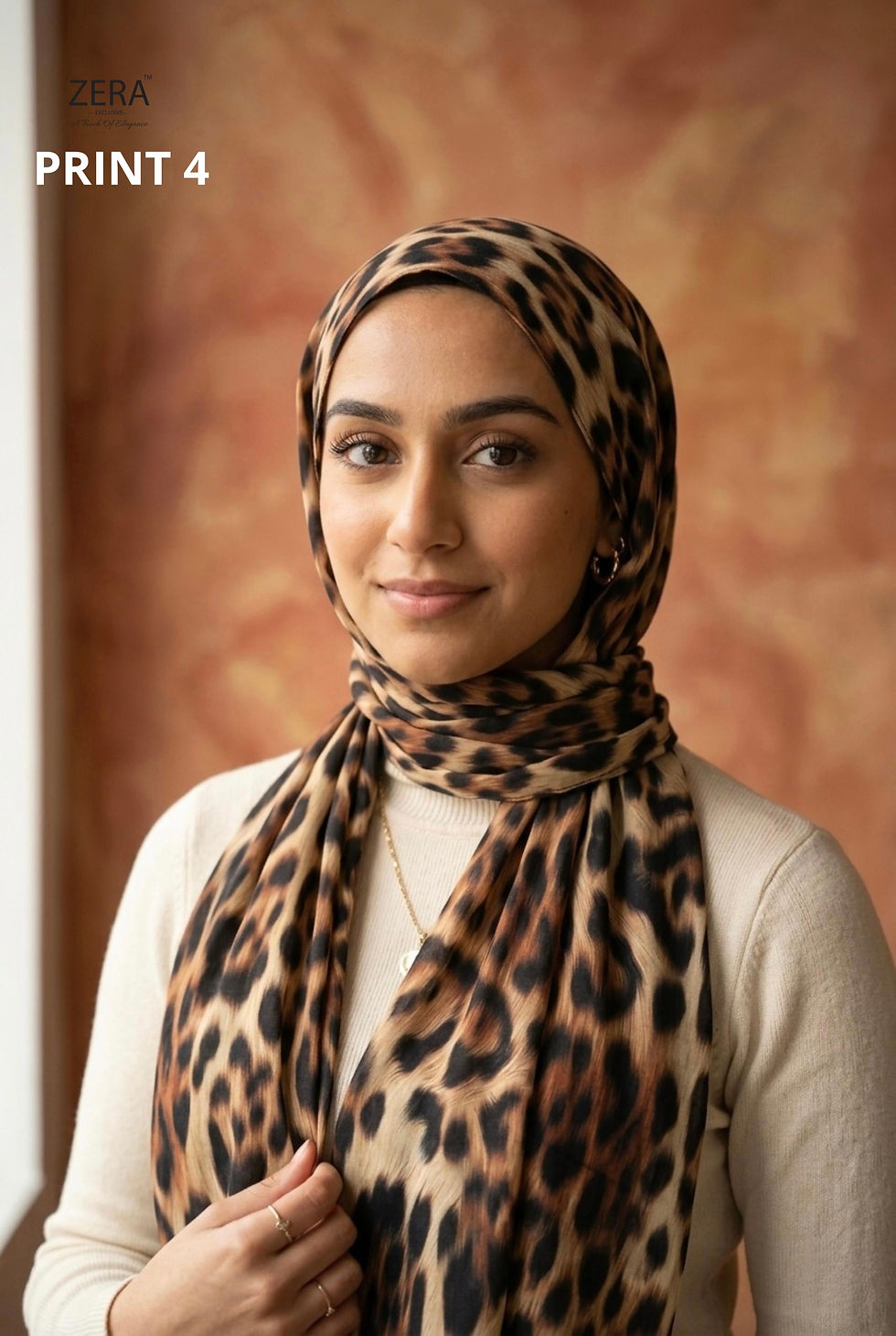 Thumbnail: 1005 - BLACK TURKISH GOWN WITH ANIMAL PRINT HIJAB 