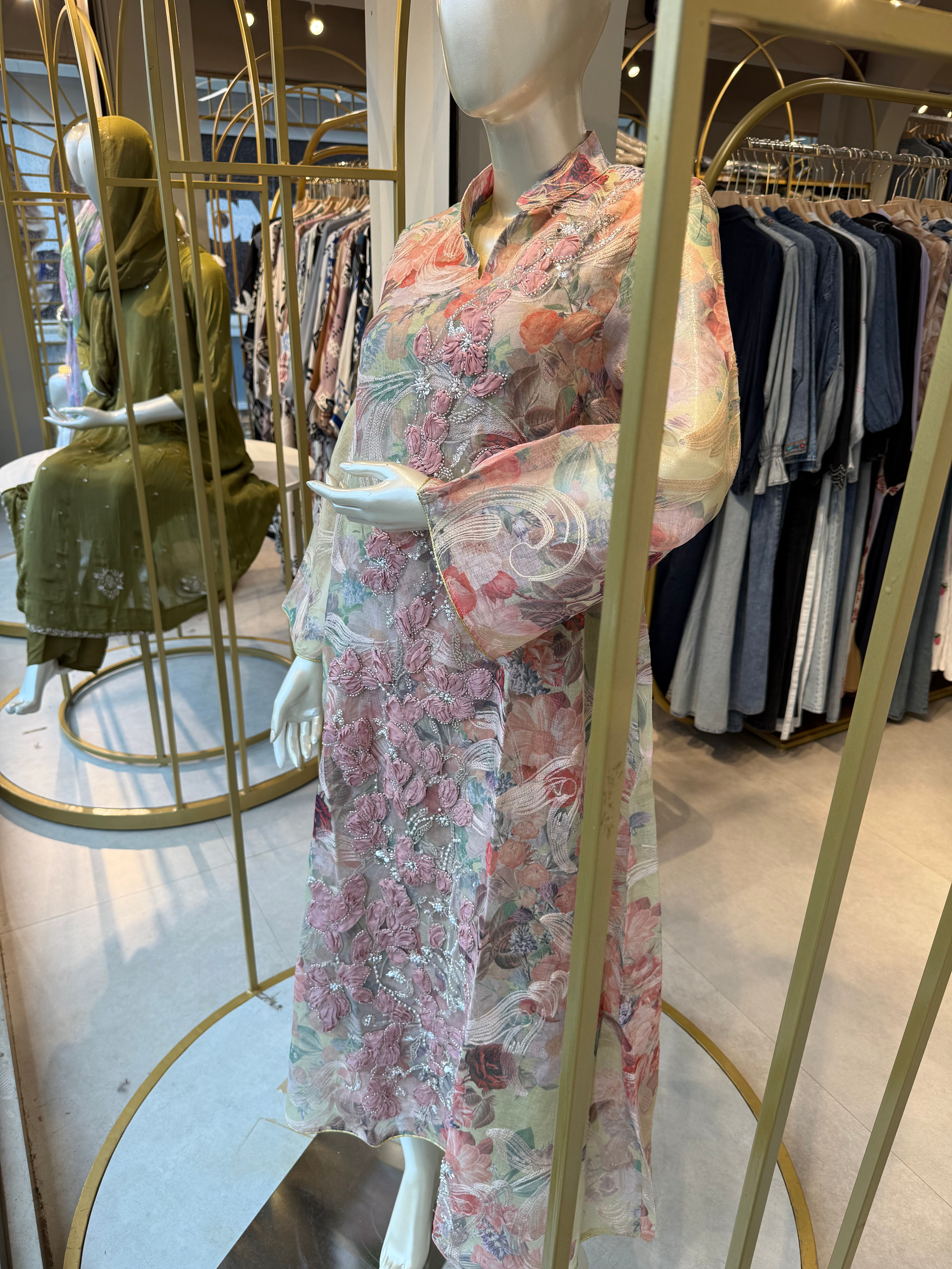 16070 - NOOR  MULTI COLOR TURKISH GOWN
