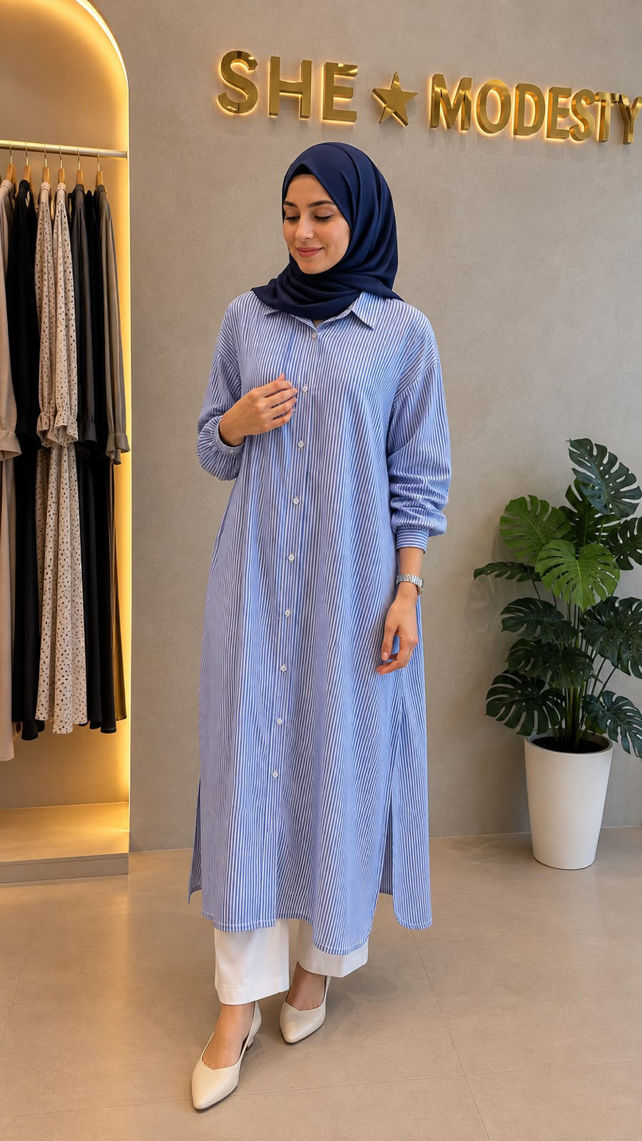 17094 - VIRAL STRIPE OVER SIZED LONG TOPS(4 Colors)