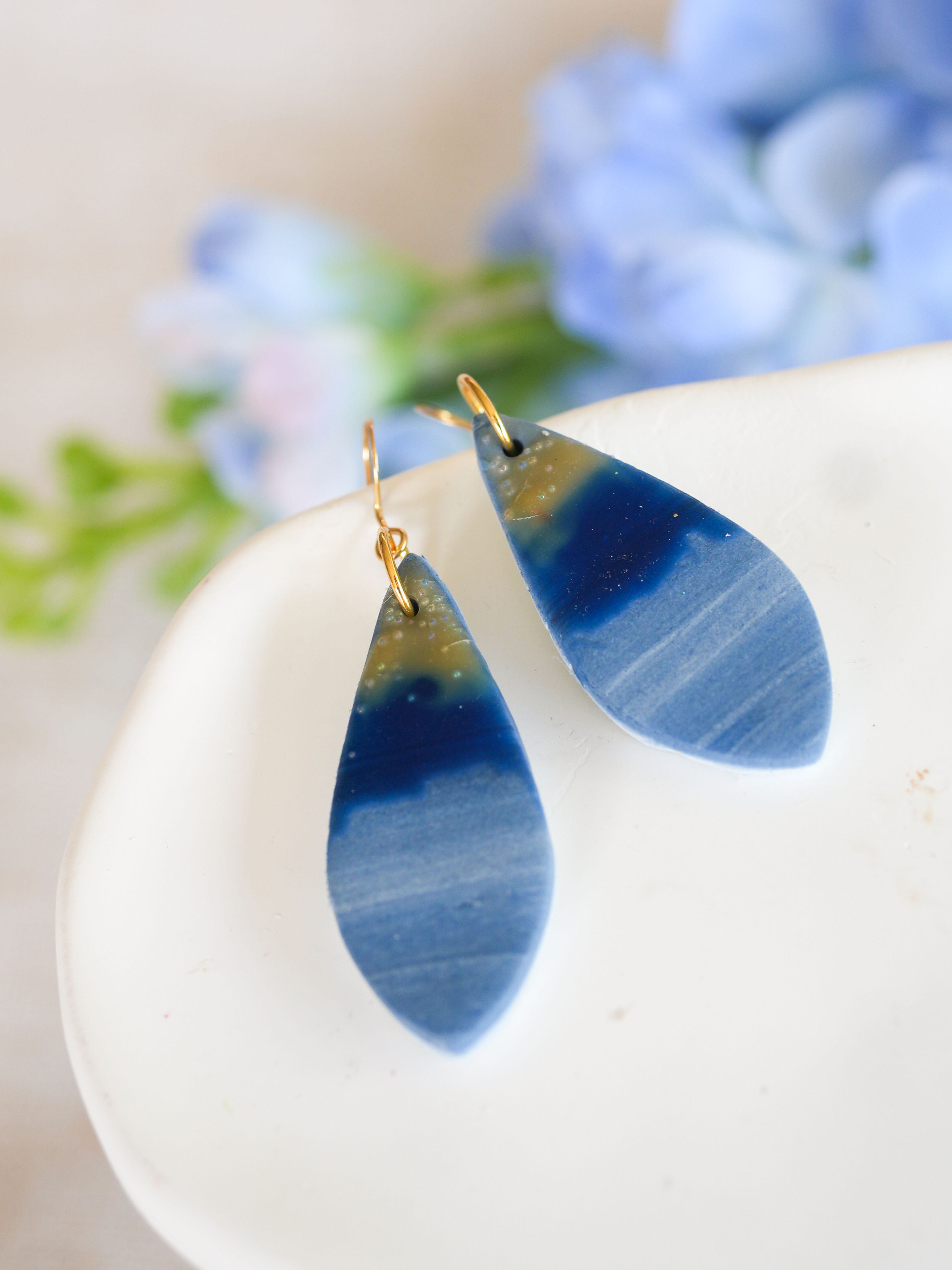 Ocean Foam Polymer Clay Dangle Earrings