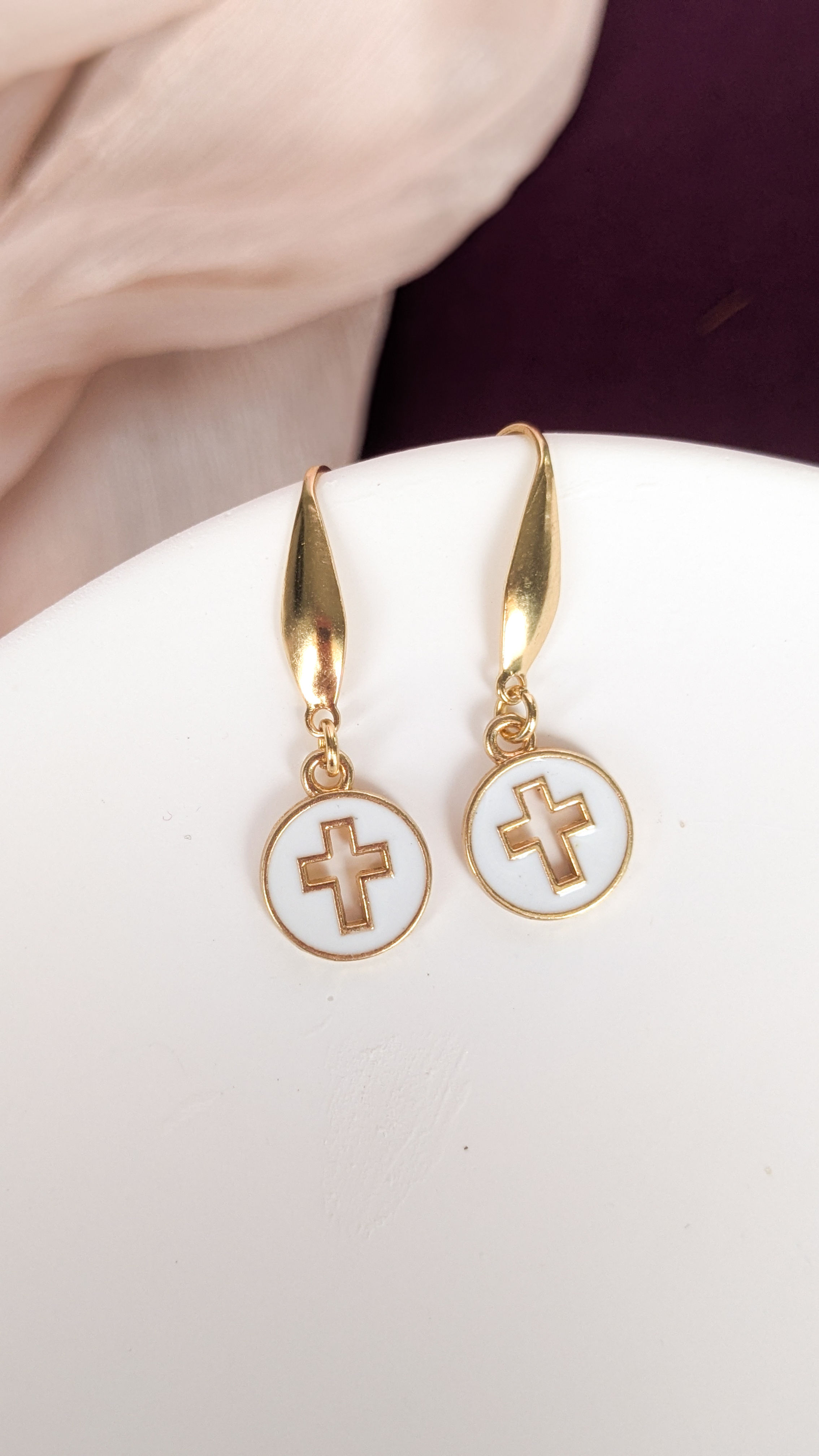 Dainty Cross Dangle Earrings