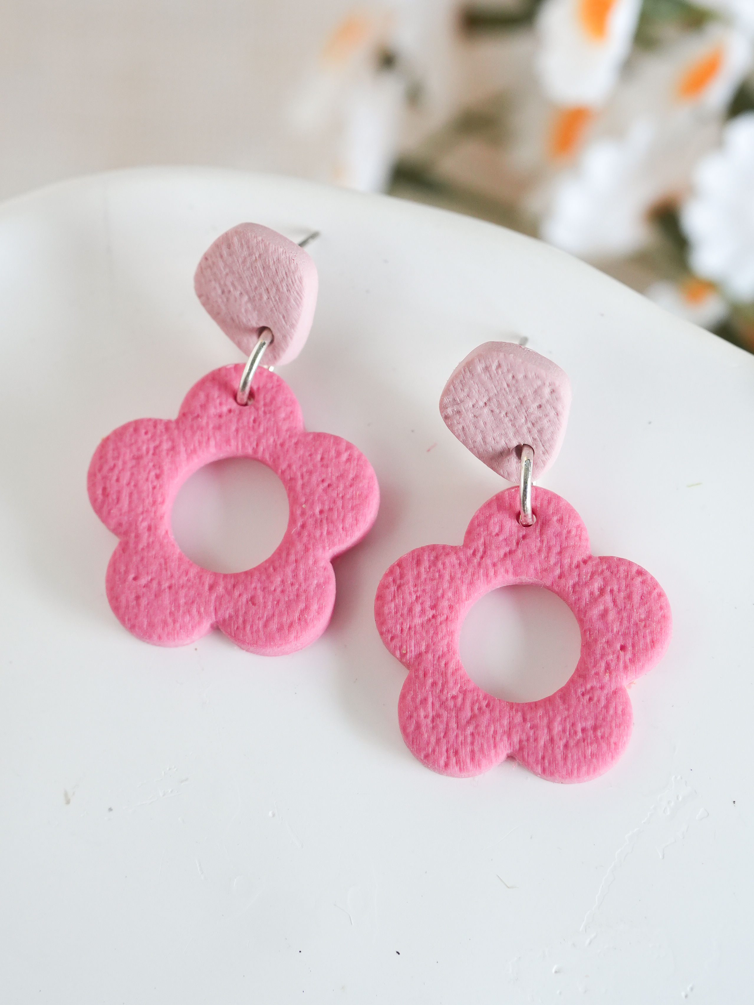 Brielle Polymer Clay Flower Dangle Earrings Bright & Muted | Choose Your Colour