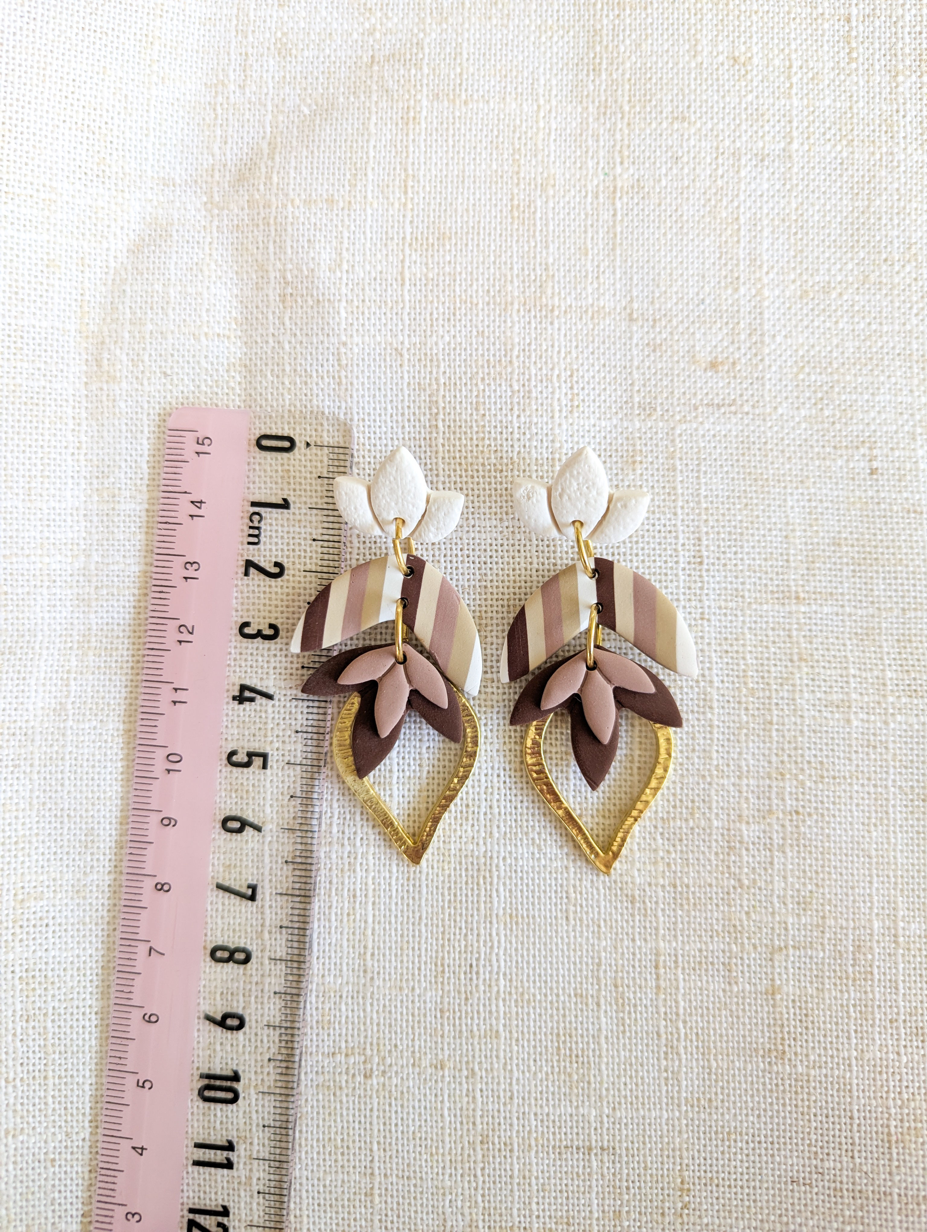 Desert Bloom Polymer Clay Statement Earrings | Blush, Cocoa & White