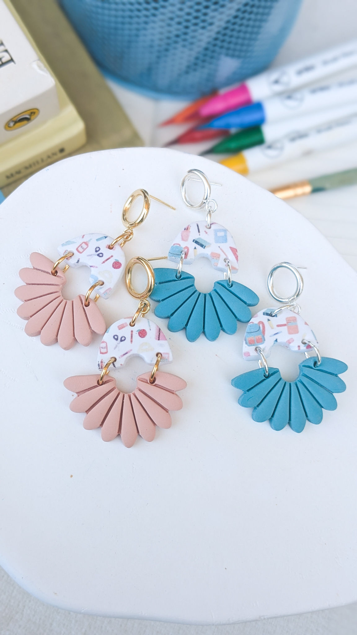 Teacher Print Organic Dangle Earrings