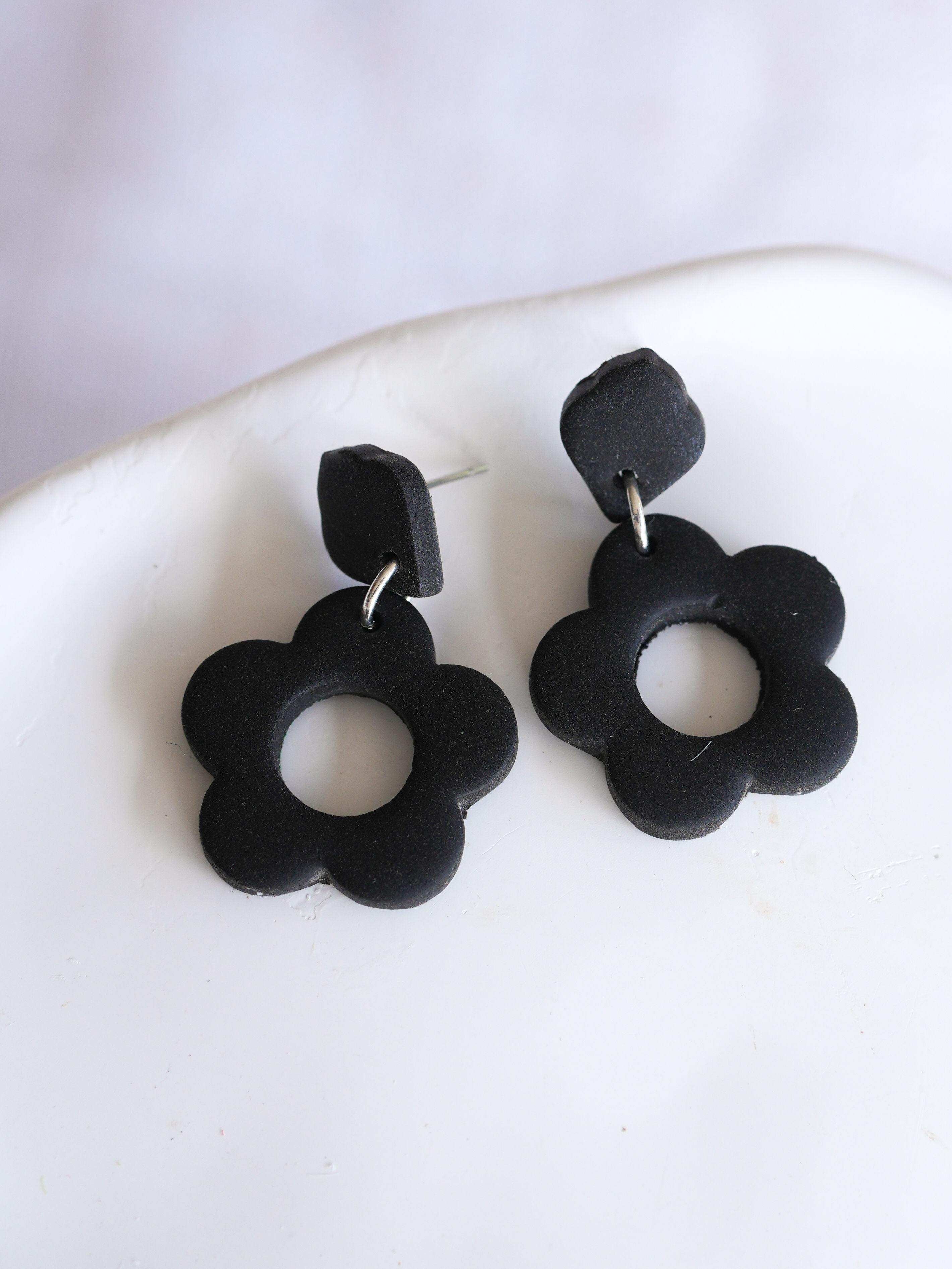 Brielle Polymer Clay Flower Dangle Earrings Neutral | Choose Your Colour