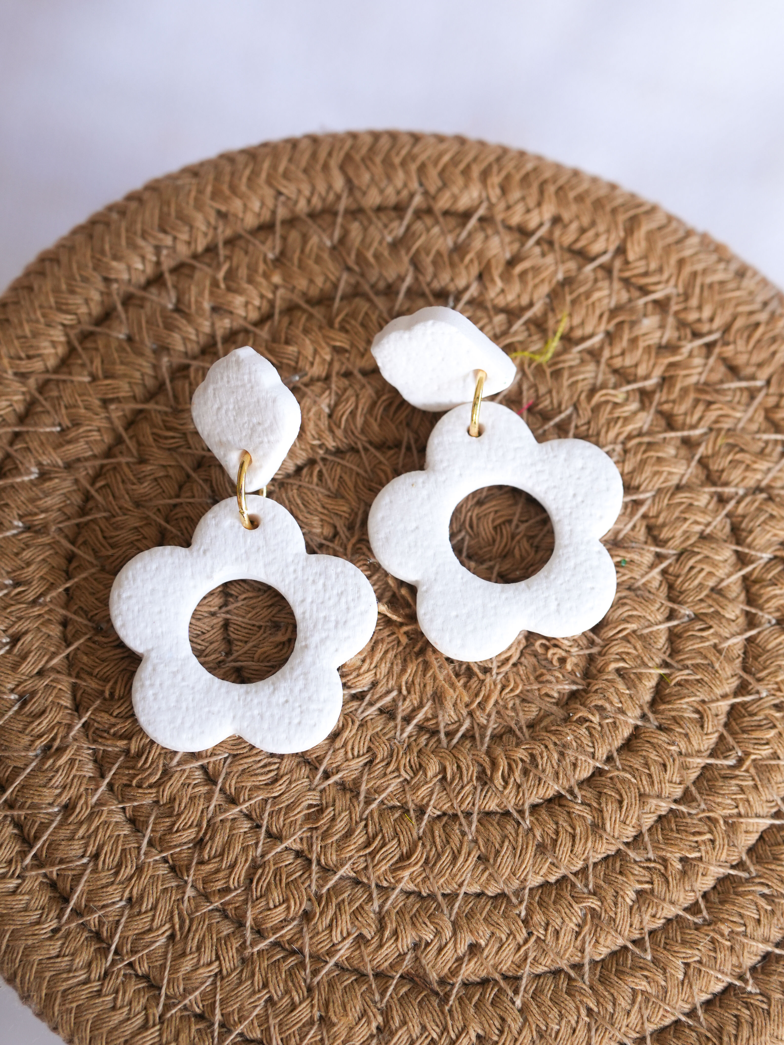 Brielle Polymer Clay Flower Dangle Earrings Neutral | Choose Your Colour