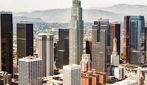 A view of downtown Los Angeles from slightly above.