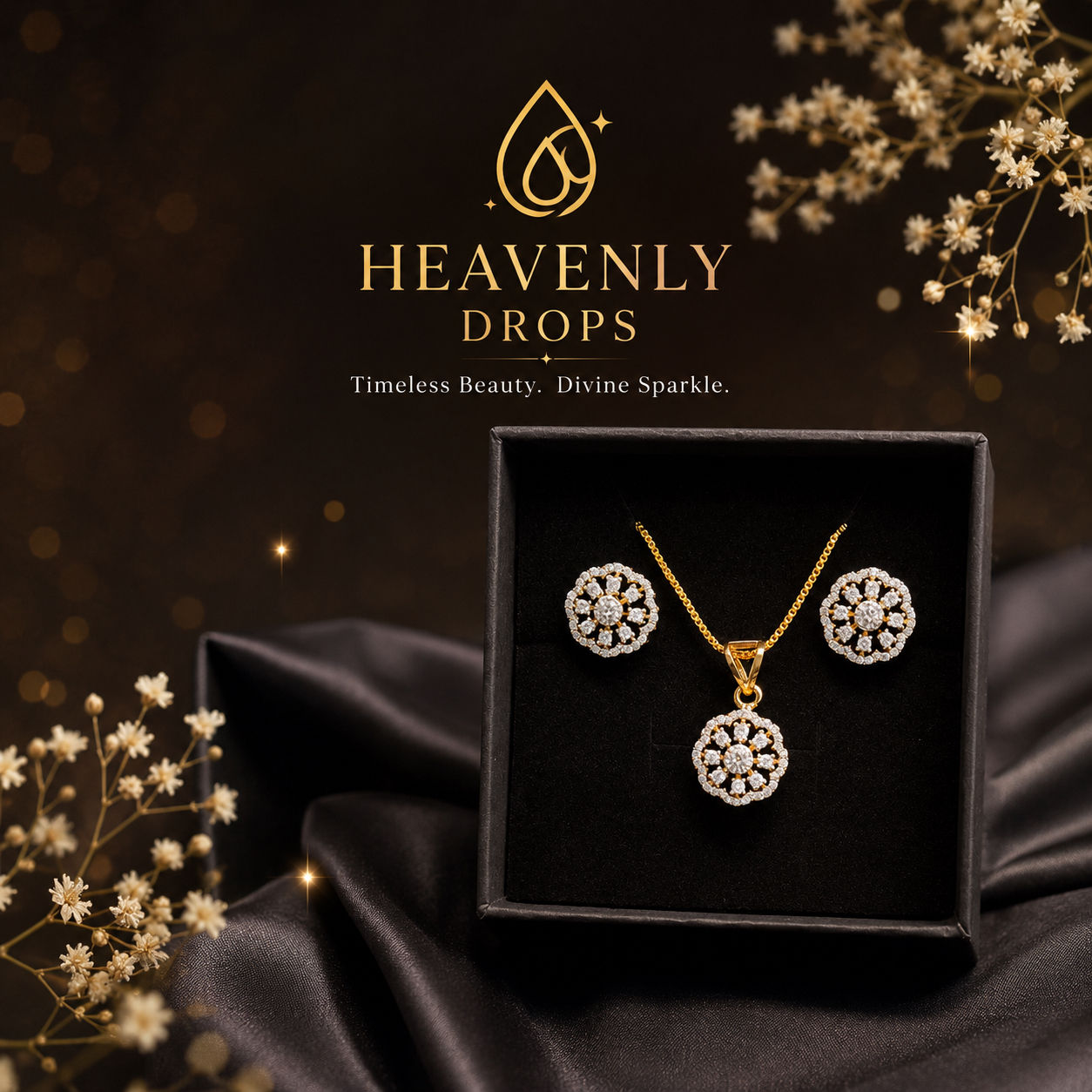Premium Diamond Finish Pendant Set