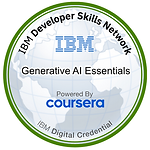 Badge showing IBM certification in generative AI essentials