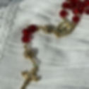 Catholic 5-decade rosary inspired by Sacred Heart devotion with elegant crimson red beads