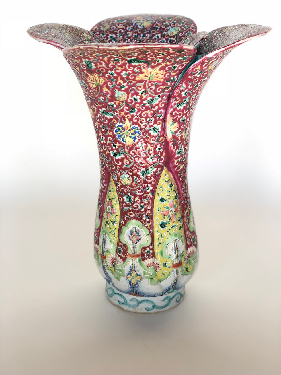 Thumbnail: ANTIQUE  CHINESE MULTI-COLOR PORCELAIN CABBAGE SHAPE VASE