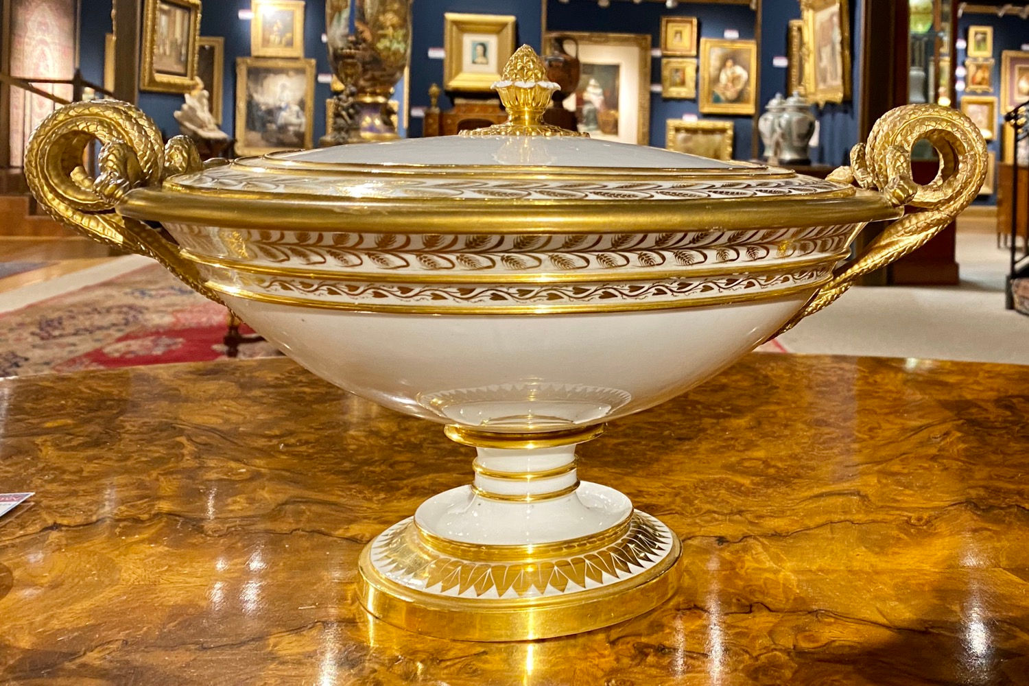 Antique Sevres White and Gold Porcelain Bowl With Lid