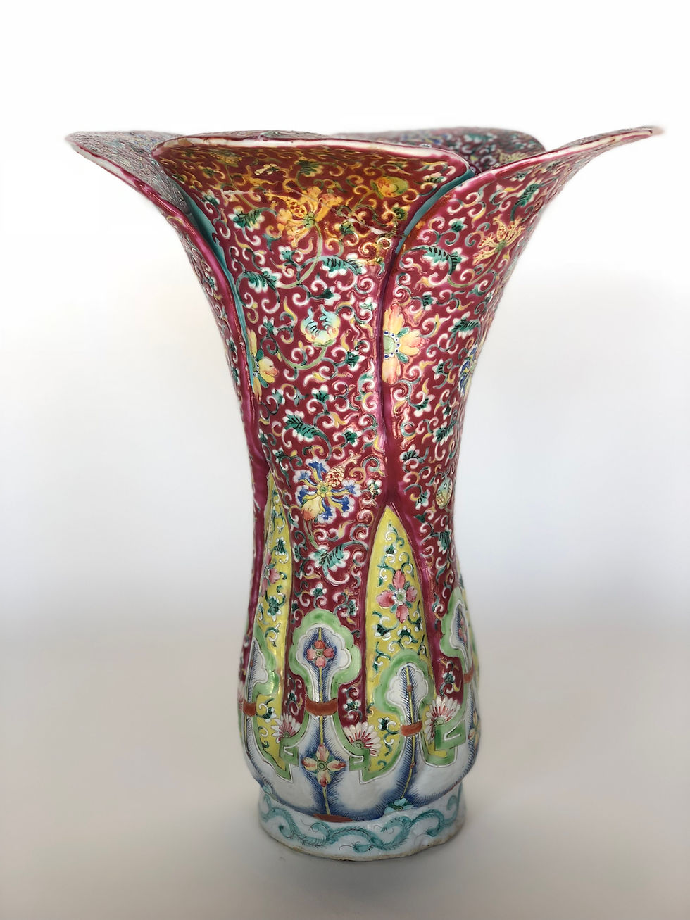 Thumbnail: ANTIQUE  CHINESE MULTI-COLOR PORCELAIN CABBAGE SHAPE VASE