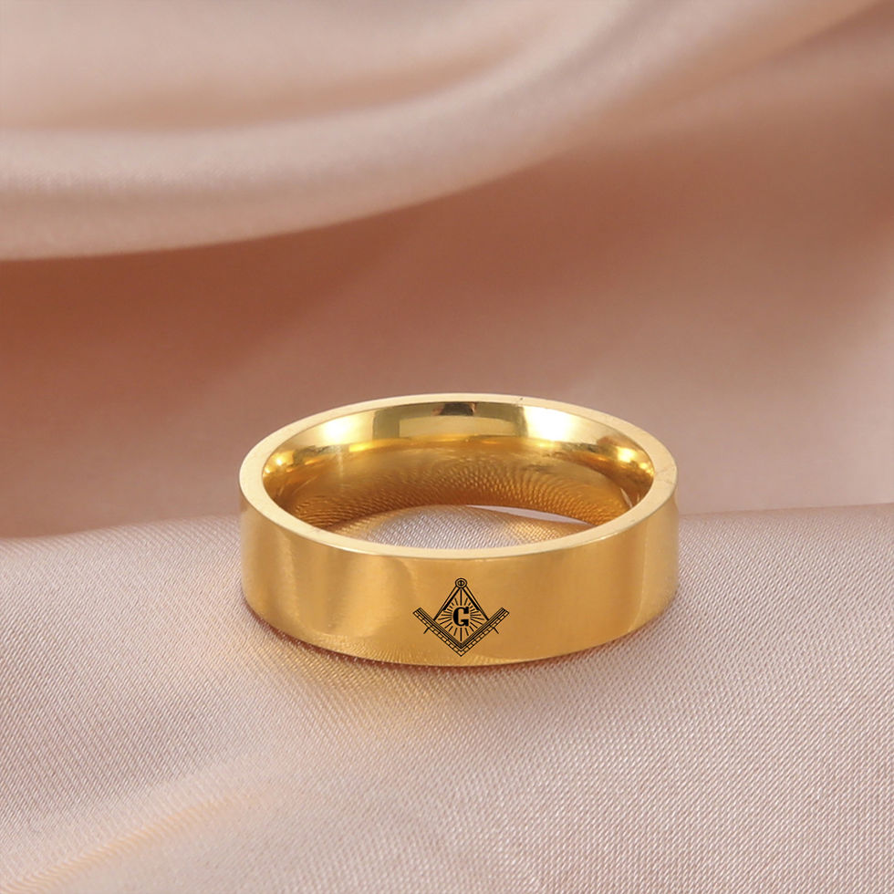 Thumbnail: Men Freemason Ring Titanium 304L Stainless Steel Masonic Symbol Rings Gold Black