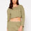 Thumbnail: Cropped Scoop Neck Terry Sweatshirt In Olive
