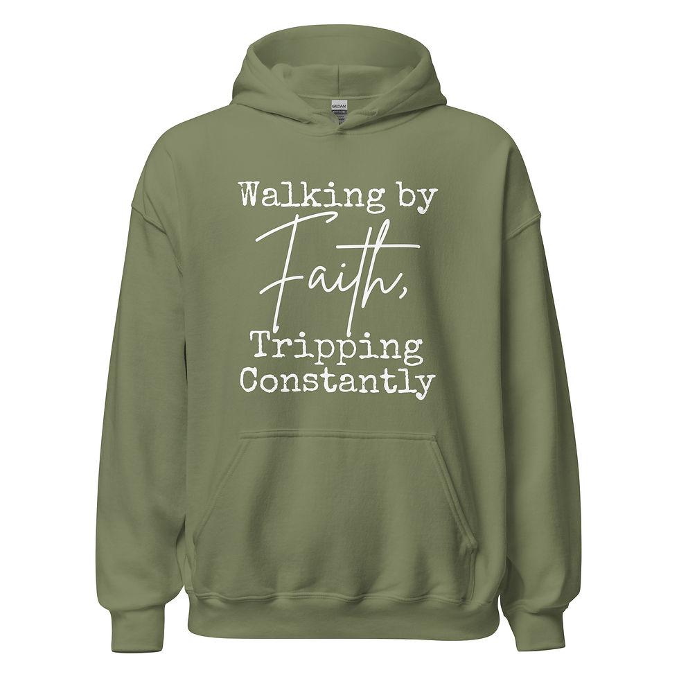 Thumbnail: Walking by Faith Tripping Constantly Unisex Hoodie