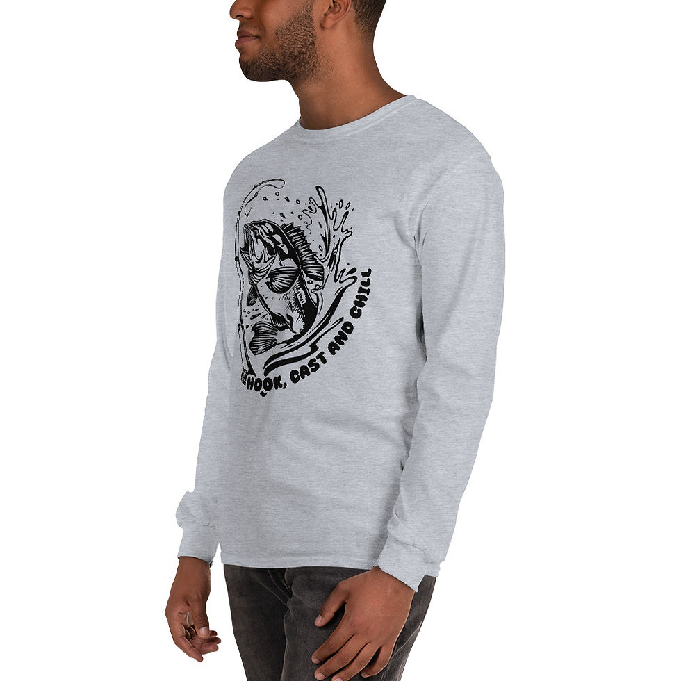 Thumbnail: Hook, Cast and Chill Men's Long Sleeve T-Shirt