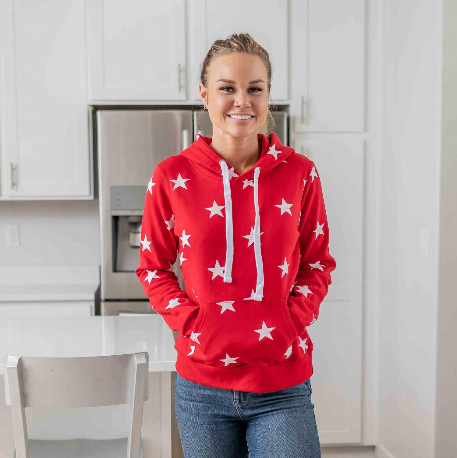 Fleece All-over Star Print Pullover Hoodie