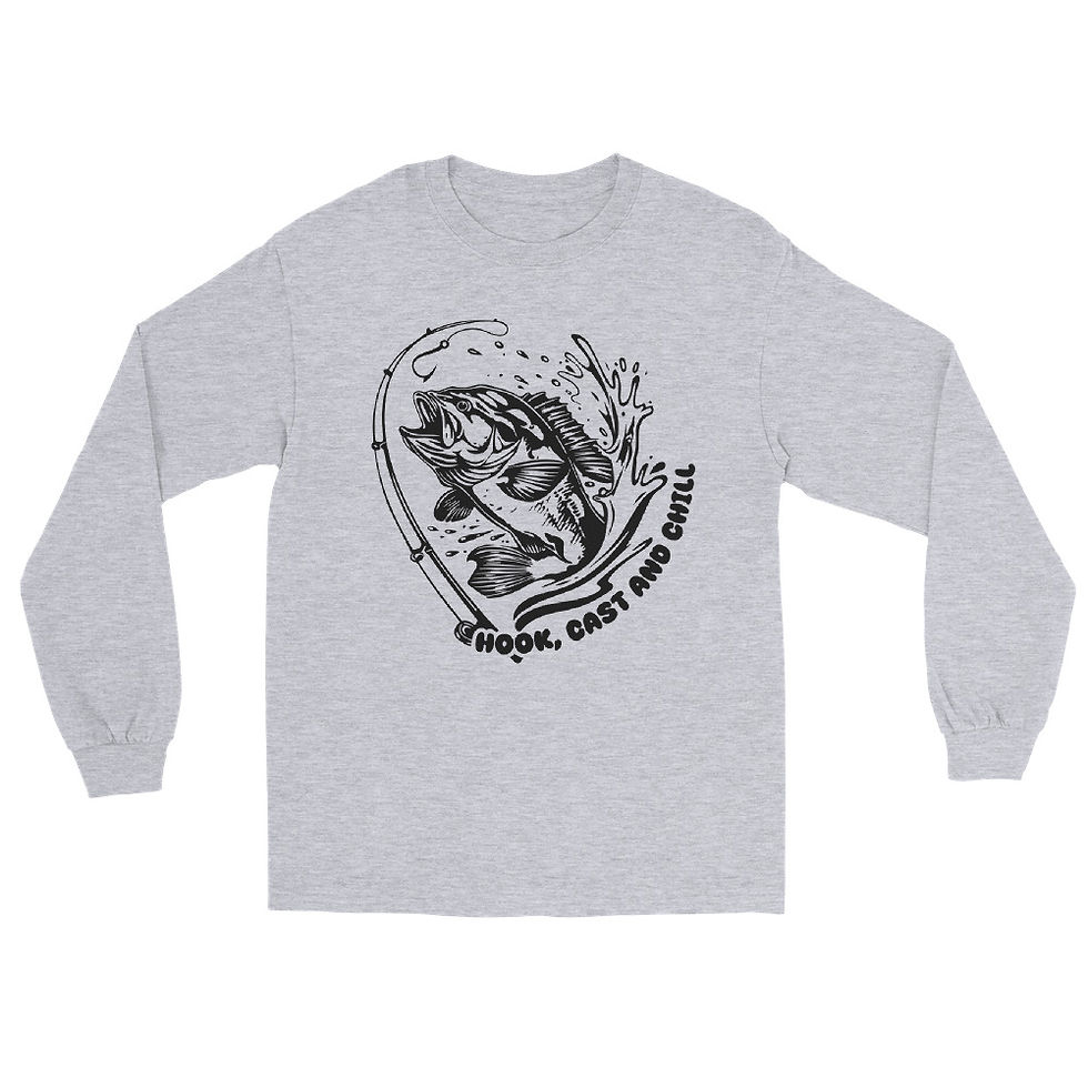 Thumbnail: Hook, Cast and Chill Men's Long Sleeve T-Shirt