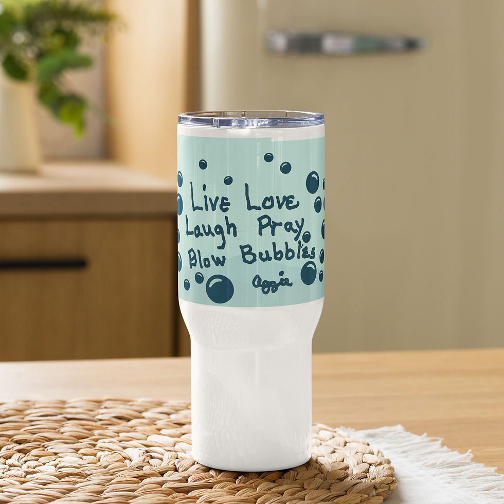 Thumbnail: Live Love Laugh Travel mug with a handle