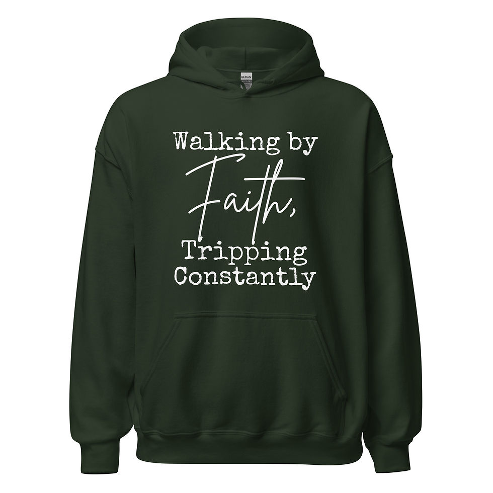 Thumbnail: Walking by Faith Tripping Constantly Unisex Hoodie