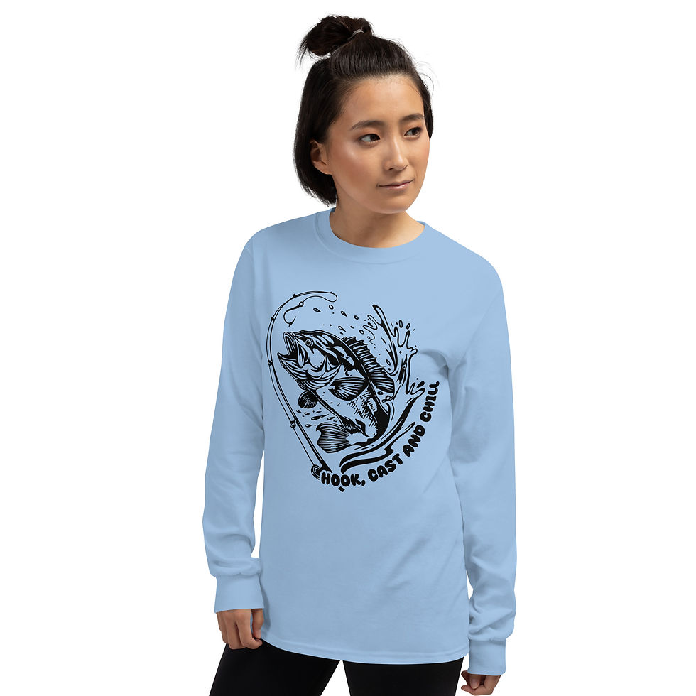 Thumbnail: Hook, Cast and Chill Men's Long Sleeve T-Shirt