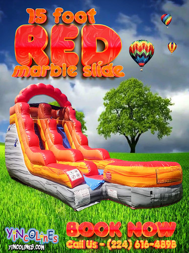 15 FT RED MARBLE SLIDE | Yincolines Bouncies