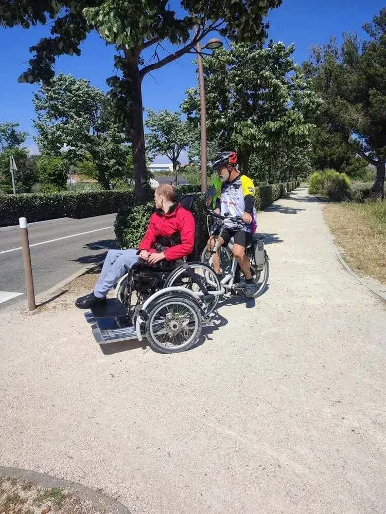 Sortie Handi VTT en vélo adapté fauteuil à L'Espélidou