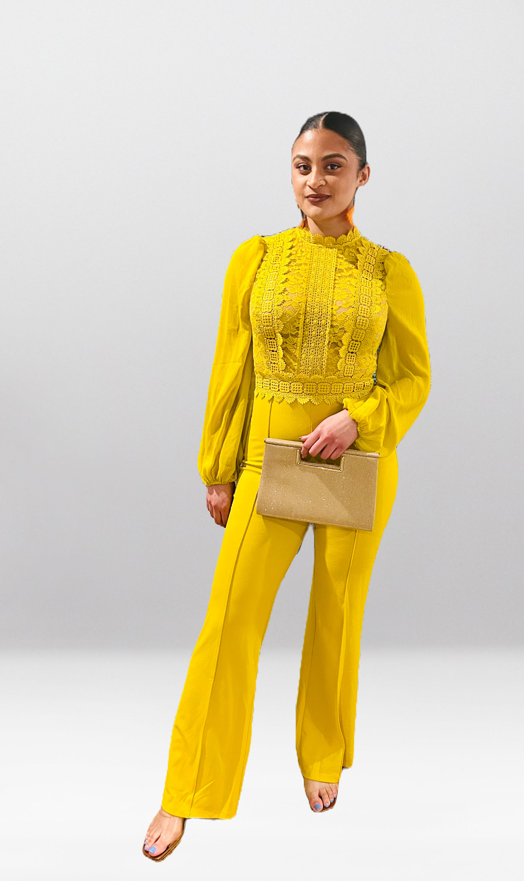 Golden Glow Lace-Back Jumpsuit