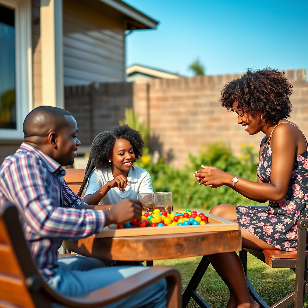 A Black family enjoying themselves