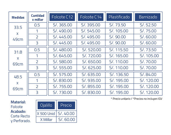 precios CALENDARIOS DE PARED-PYME FOLCOT