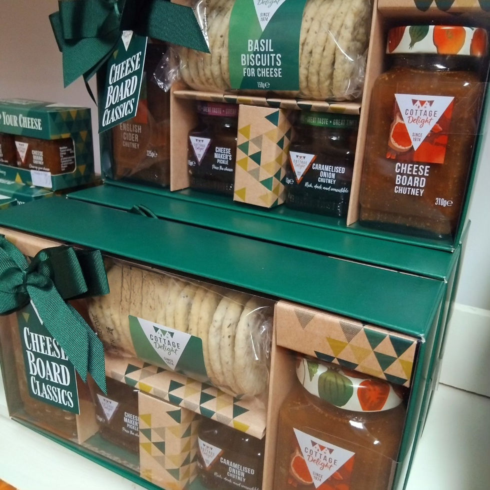 hamper containing crackers, pickles and chutneys linked to the food and drink section of the website