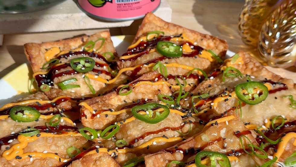 Spicy Salmon Wonton Nachos