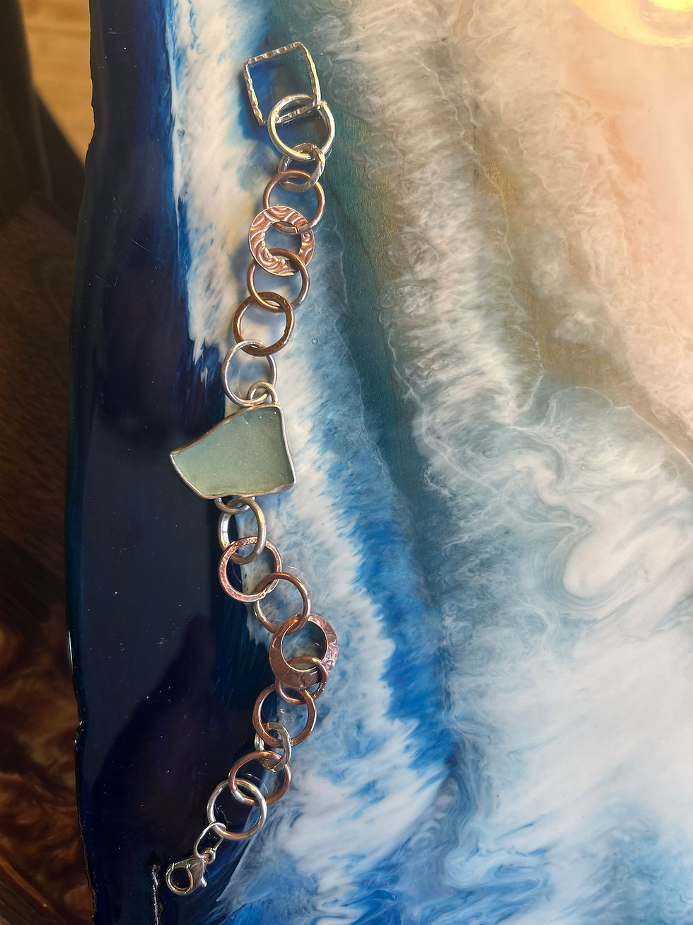 Thumbnail: Mixed Metal and Sea Glass Bracelet