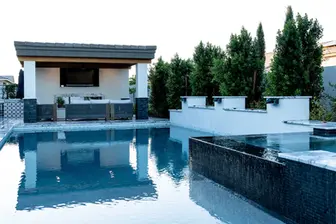 Arizona landscape ideas with backyard pool.
