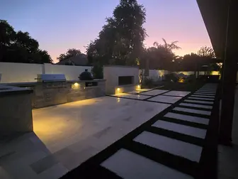 night time illumination with patio lights in Gilbert AZ backyard.